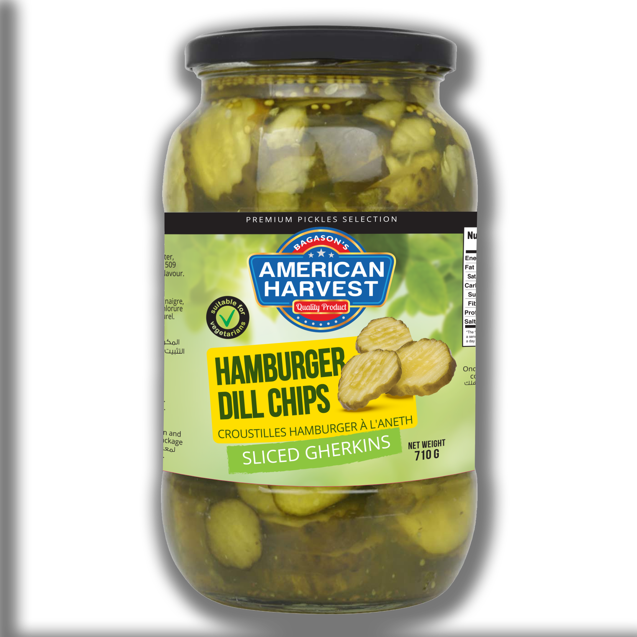 American Harvest Hamburger Dill Chips | Sliced Gherkins | 710 g