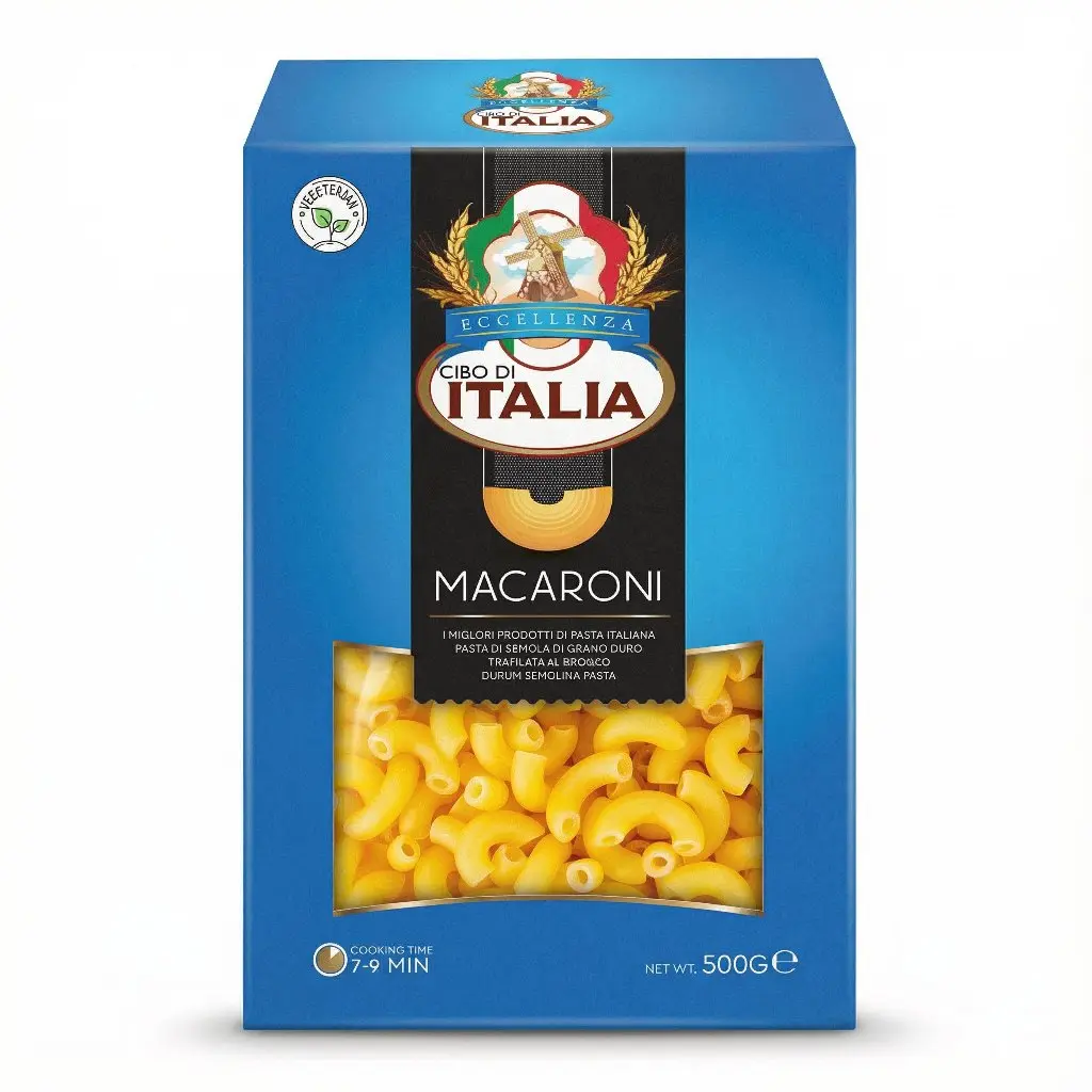 Cibo Di Italia Pasta Macaroni Rigate 500g | Made with 100% High Grade Durum Wheat Semolina | Vegetarian