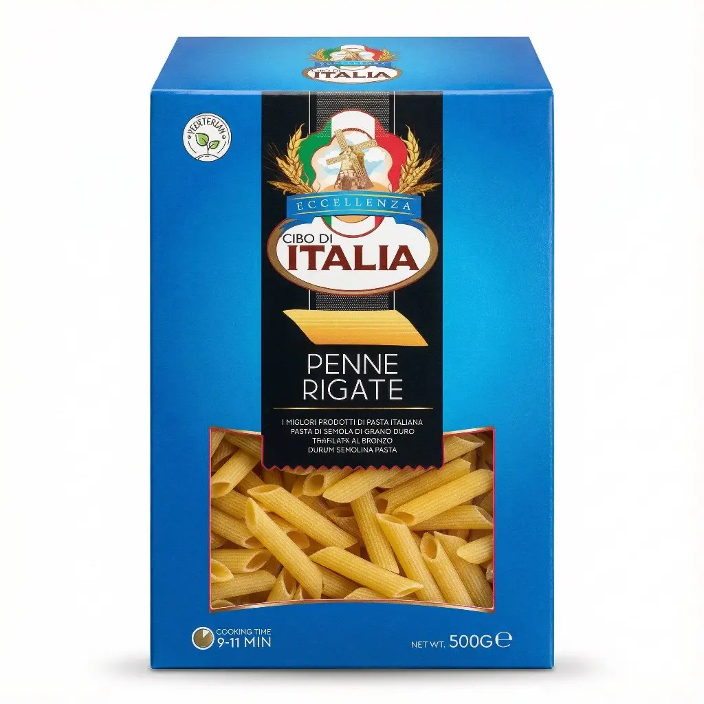 Cibo Di Italia Pasta Penne Rigate 500g | Made with 100% High Grade Durum Wheat Semolina | Vegetarian