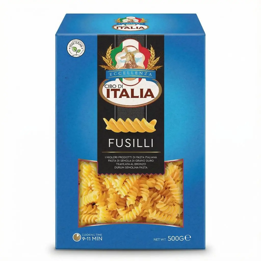 Cibo Di Italia Pasta Fusilli 500g | Made with 100% High Grade Durum Wheat Semolina | Vegetarian