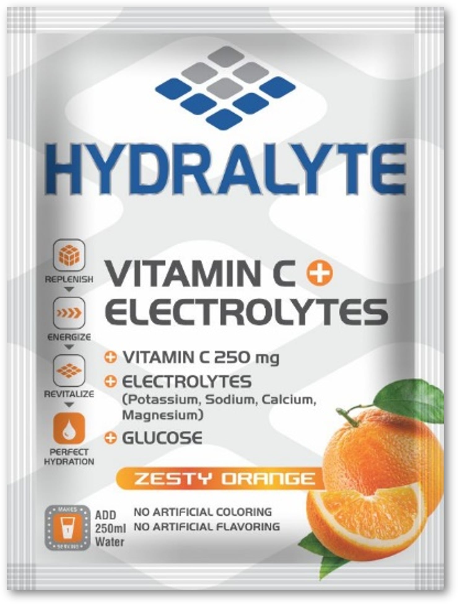 Hydralyte Vitamin C + Electrolyte Hydration Sports Drink Powder Mix | 1 Sachet make 250ml | Natural Electrolyte Replacement Supplement for Rapid Hydration | Orange Flavor, 10 gm, Pack of 300