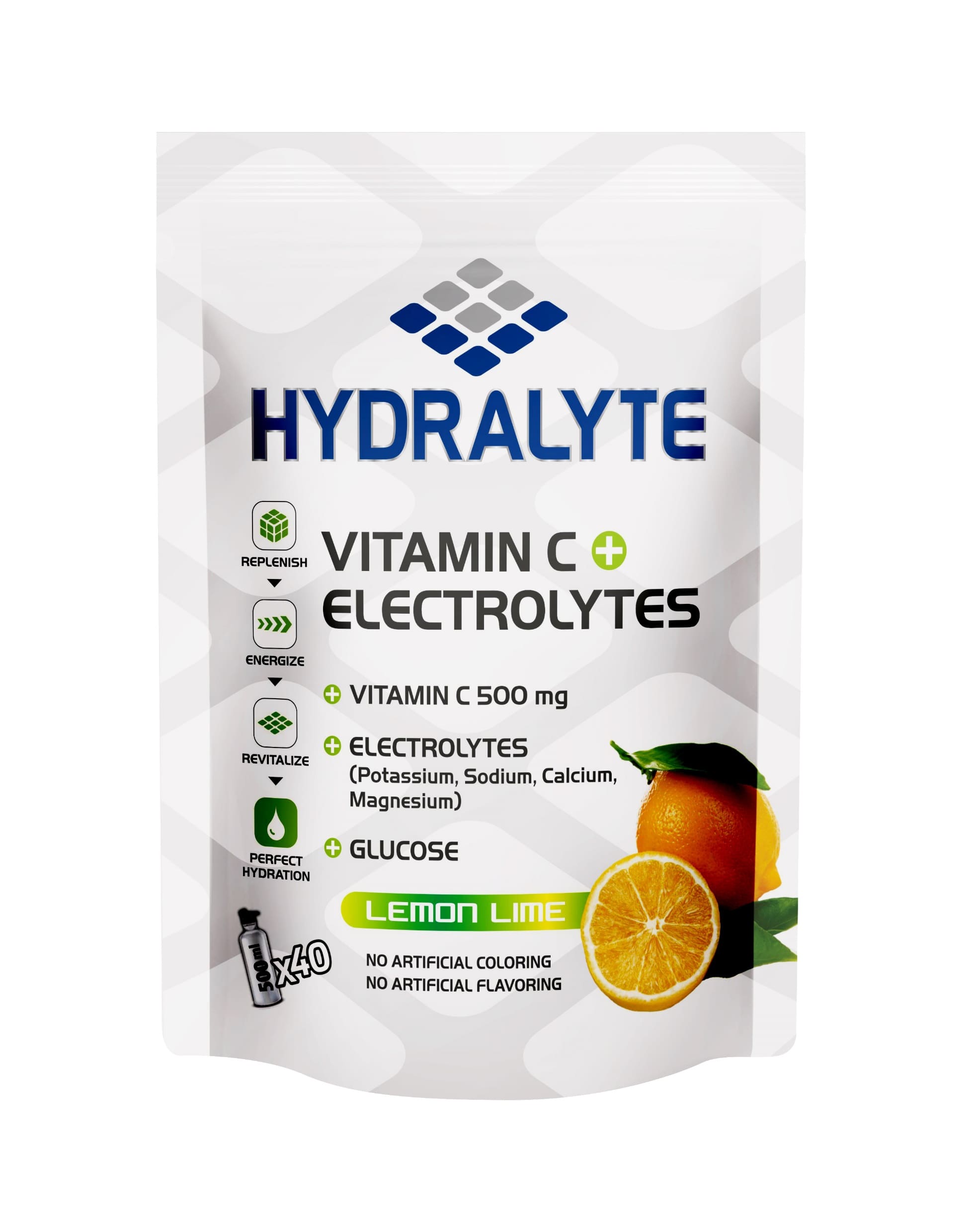 Hydralyte Vitamin C + Electrolyte Hydration Sports Drink Powder Mix Pouch | 80 Servings Per Container (250ml) | Lemon Flavor, 800 gm, Pack of 10