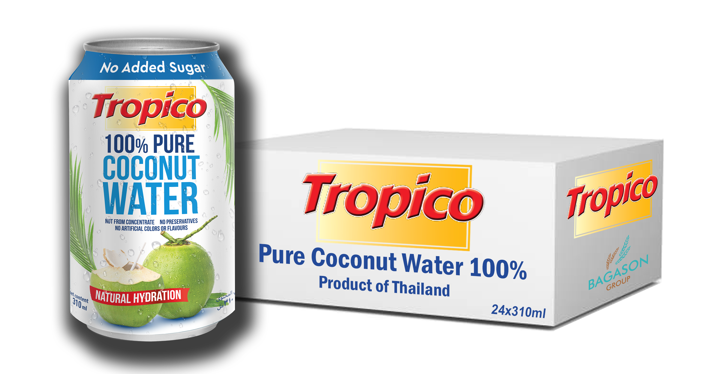Tropico 100% Pure Thai Coconut Water 310ml Pack of 24 | No Sugar Added | Product of Thailand