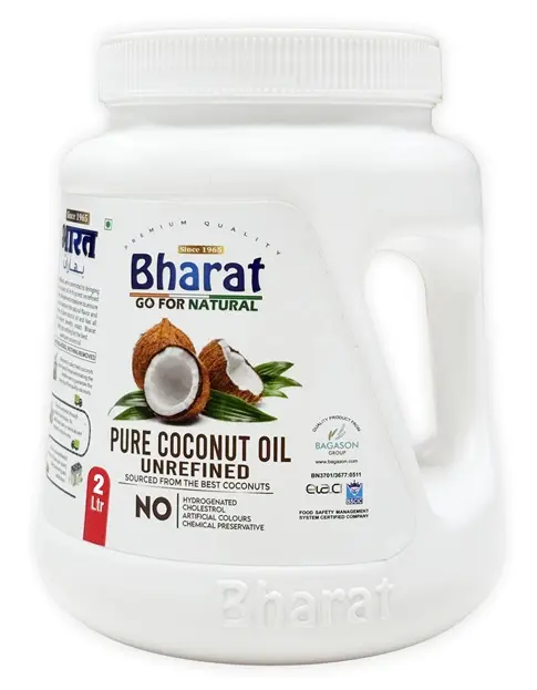 Bharat Pure Coconut Oil 2 Litre | Unrefined | Sourced from the Best Coconuts