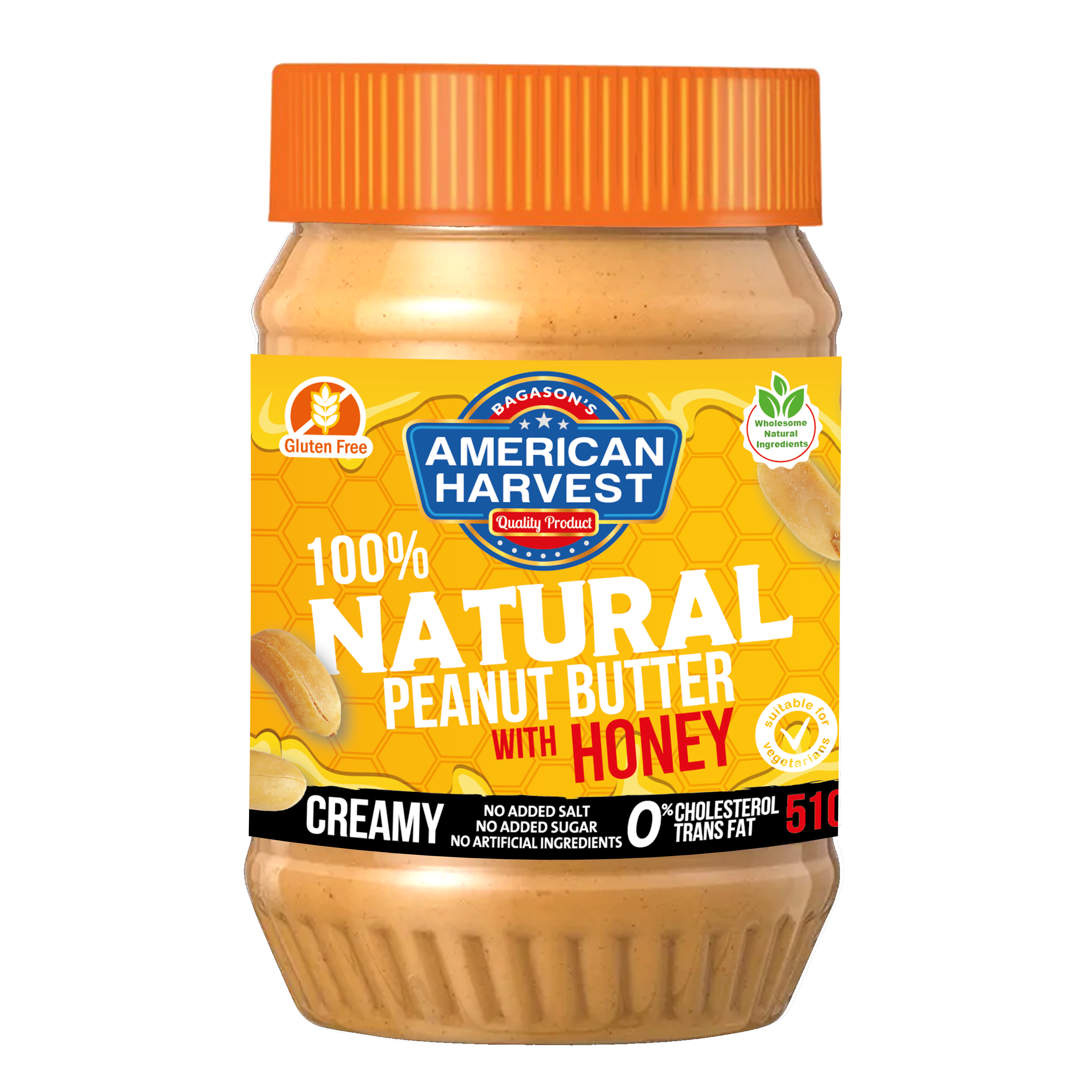 American Harvest Peanut Butter Creamy- All Natural With Honey 510G
