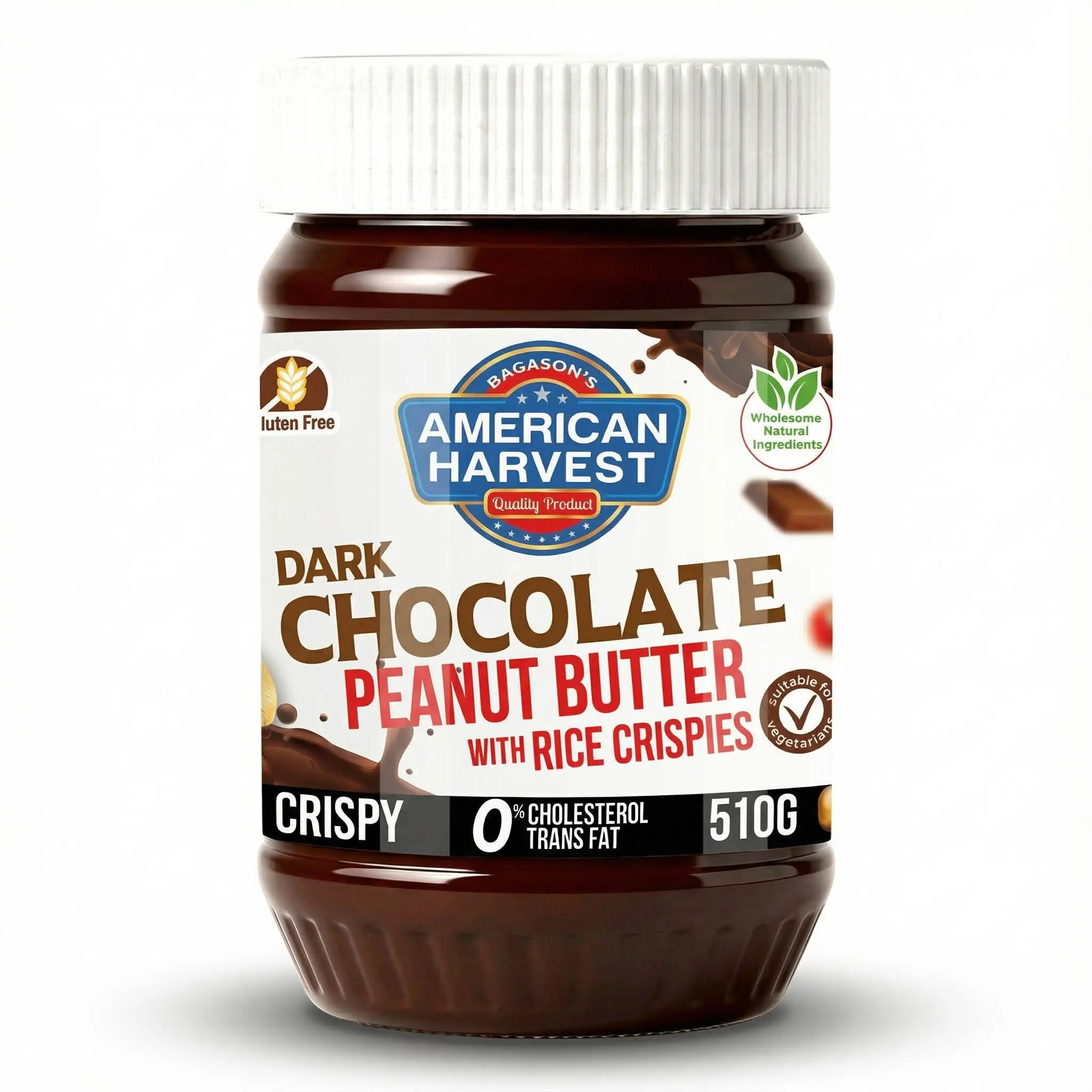 American Harvest Dark Chocolate Peanut Butter - with Rice Crispies 510g