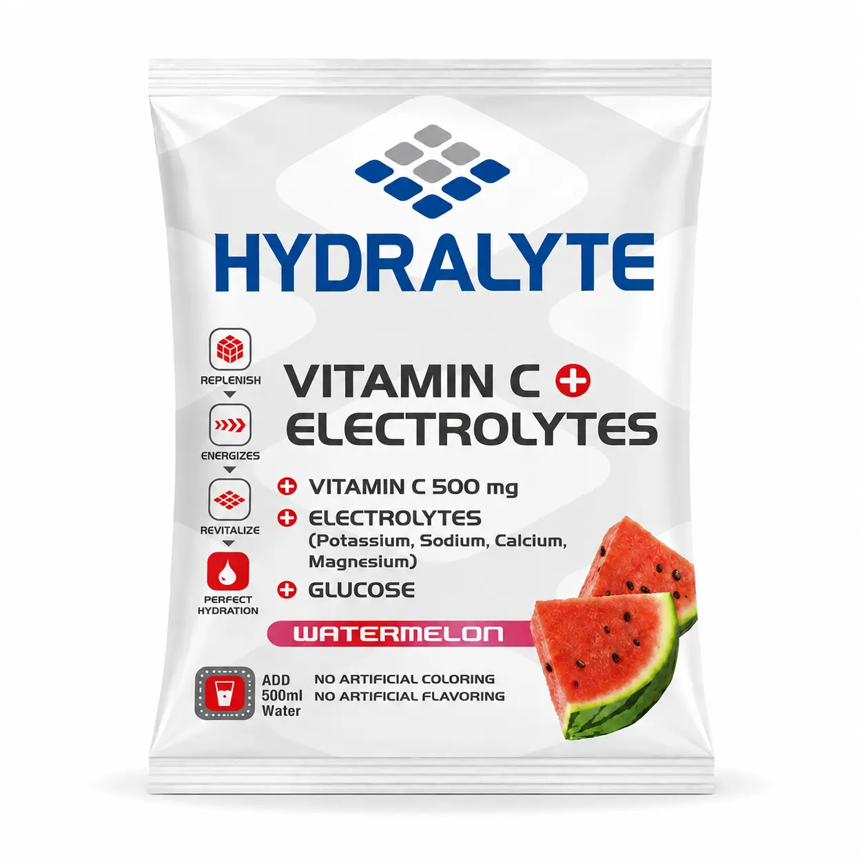 Hydralyte Vitamin C + Electrolyte Hydration Sports Drink Powder Mix | 1 Sachet make 500ml | Natural Electrolyte Replacement Supplement for Rapid Hydration | Watermelon Flavor, 20 gm