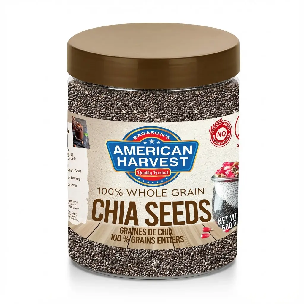 American Harvest Chia Seeds | Whole Grain | Gluten Free | 500g Jar