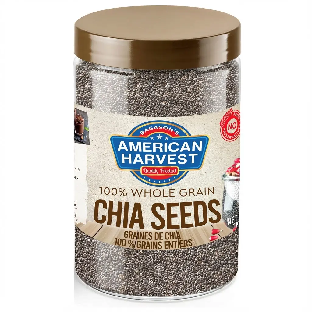 American Harvest Chia Seeds | Whole Grain | Gluten Free | 1kg Jar