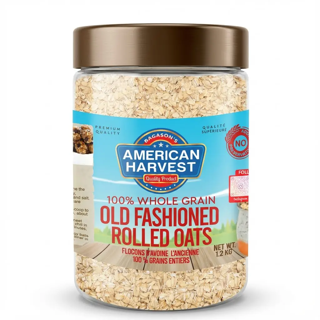 American Harvest Rolled Oats In Jar 1.2kg | Old Fashioned | Gluten Free