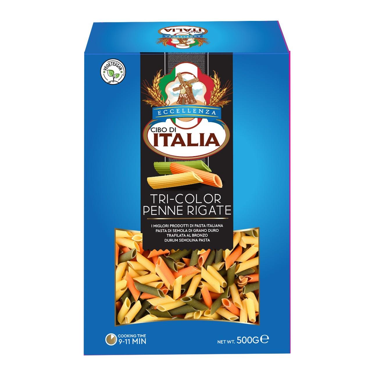Cibo Di Italia Pasta Penne Rigate Tri-Color 500g