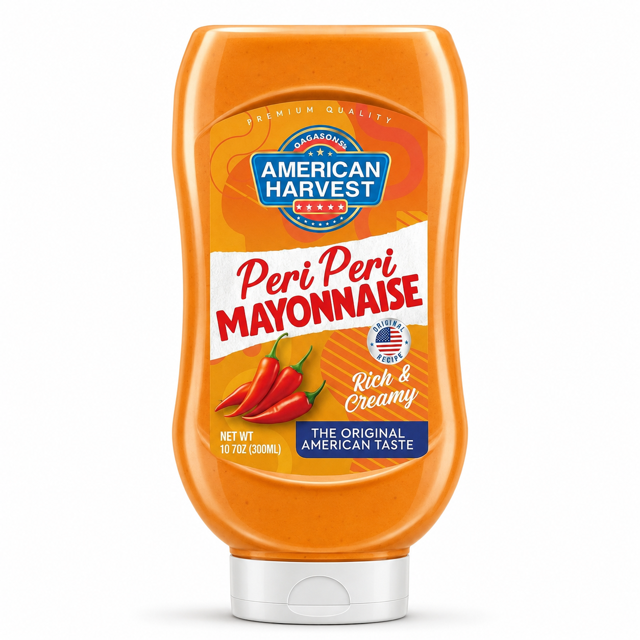 American Harvest Peri Peri Mayonnaise 300ml | Fiery Peri-Peri Flavor | Perfect Sauce for dippings, spreads or as a dressing