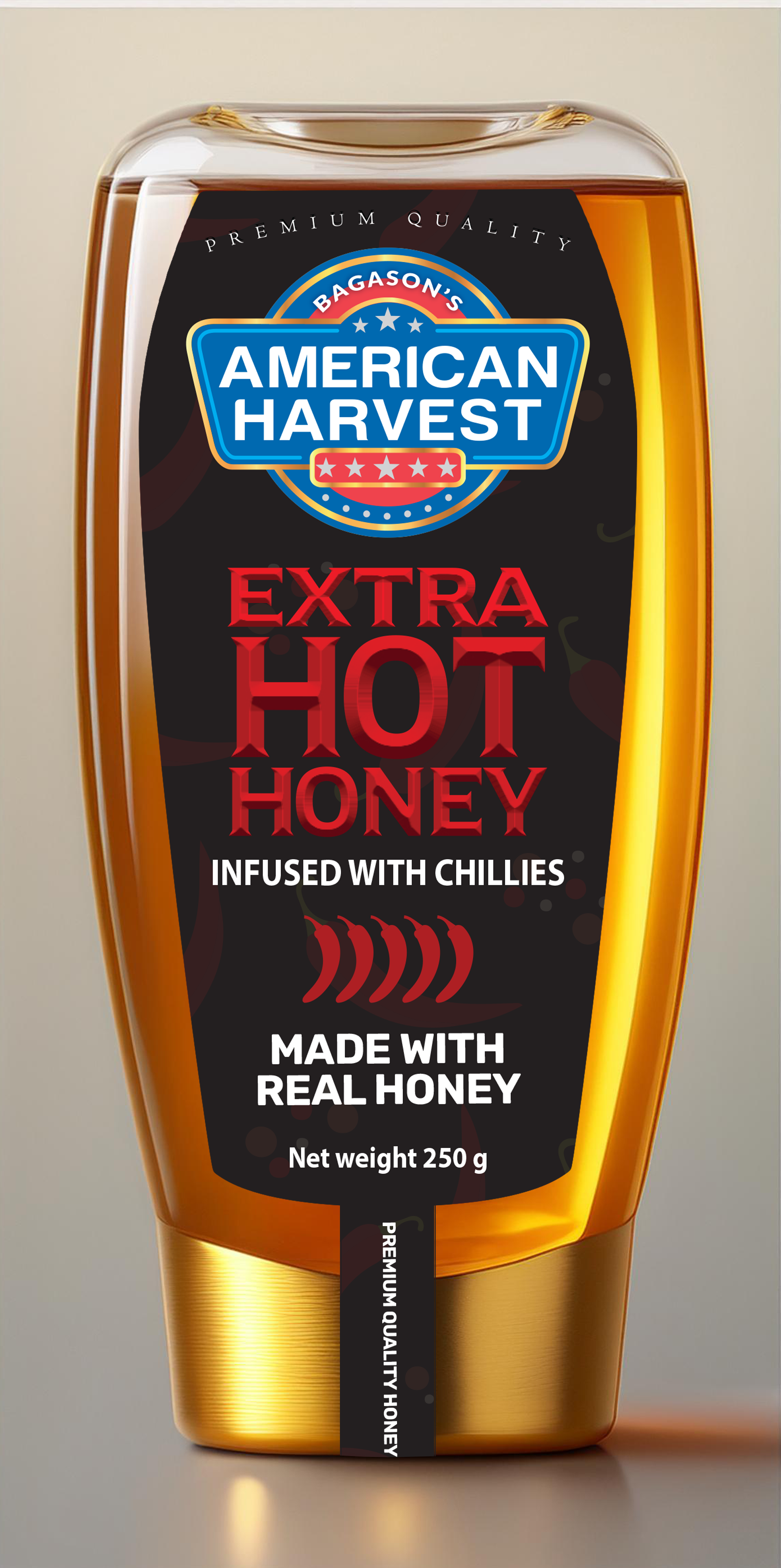 American Harvest Extra Hot Honey Squeeze Jar 250g
