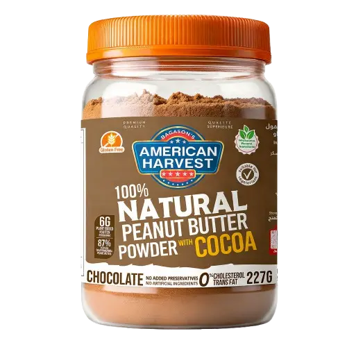 American Harvest Natural Peanut Butter Powder with Cocoa, 227g, 6g Plant Protein, No Artificial Ingredients