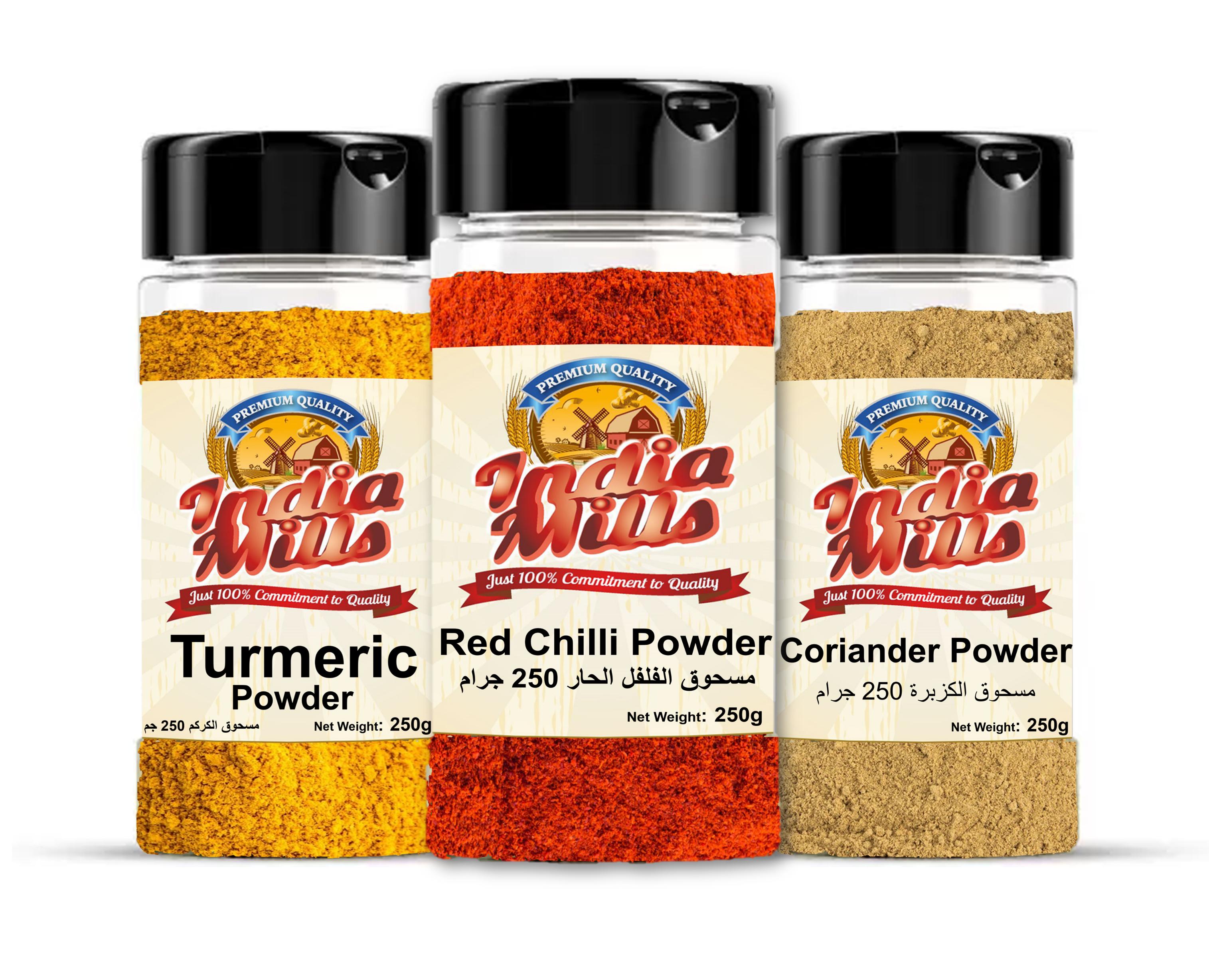 INDIA MILLS Spices, 250 gm Jar (Turmeric+Coriander+Chilli)