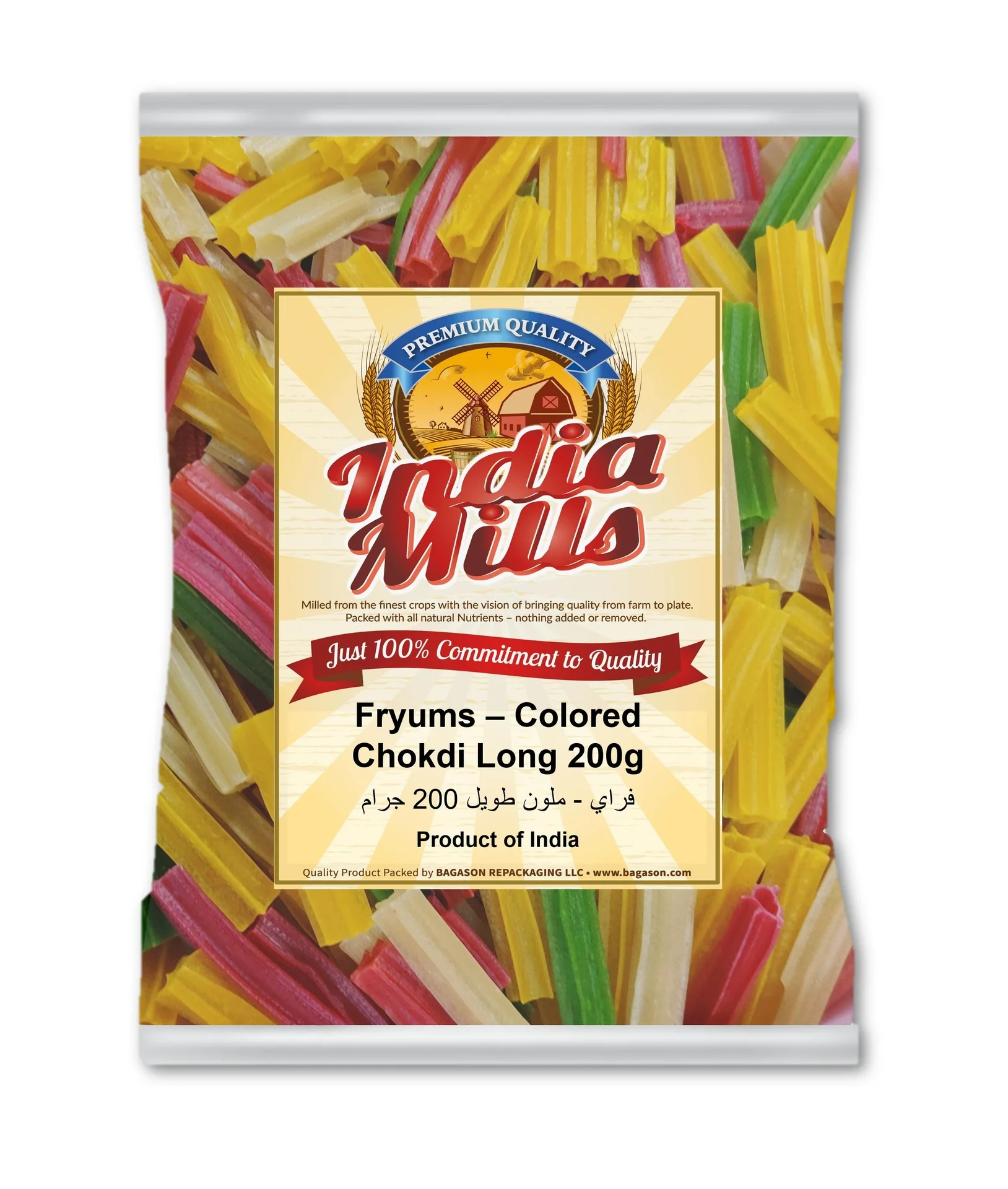 INDIA MILLS Fryums Colored Chokdi Long, 200 gm