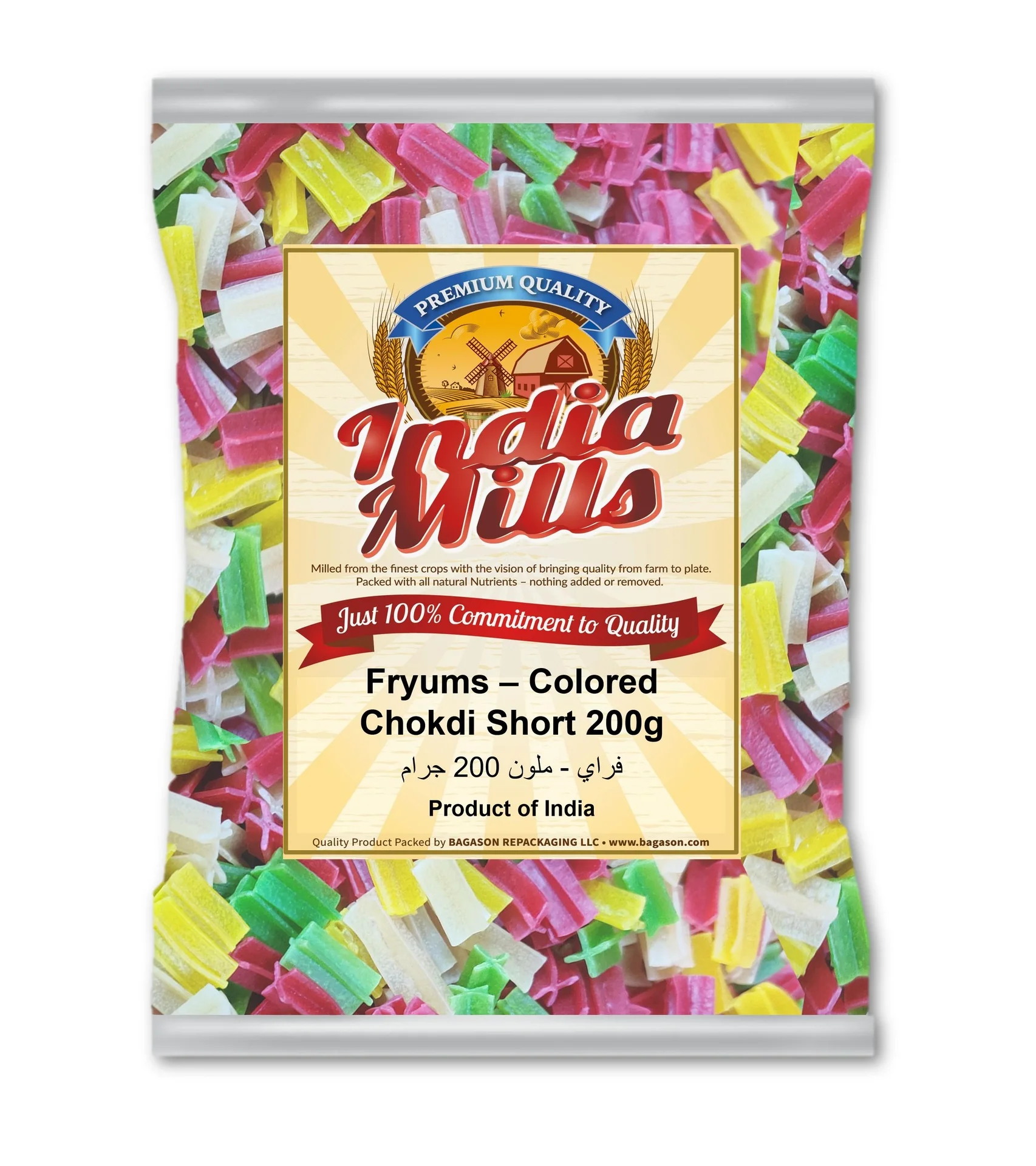 INDIA MILLS Fryums Colored Chokdi Short, 200 gm