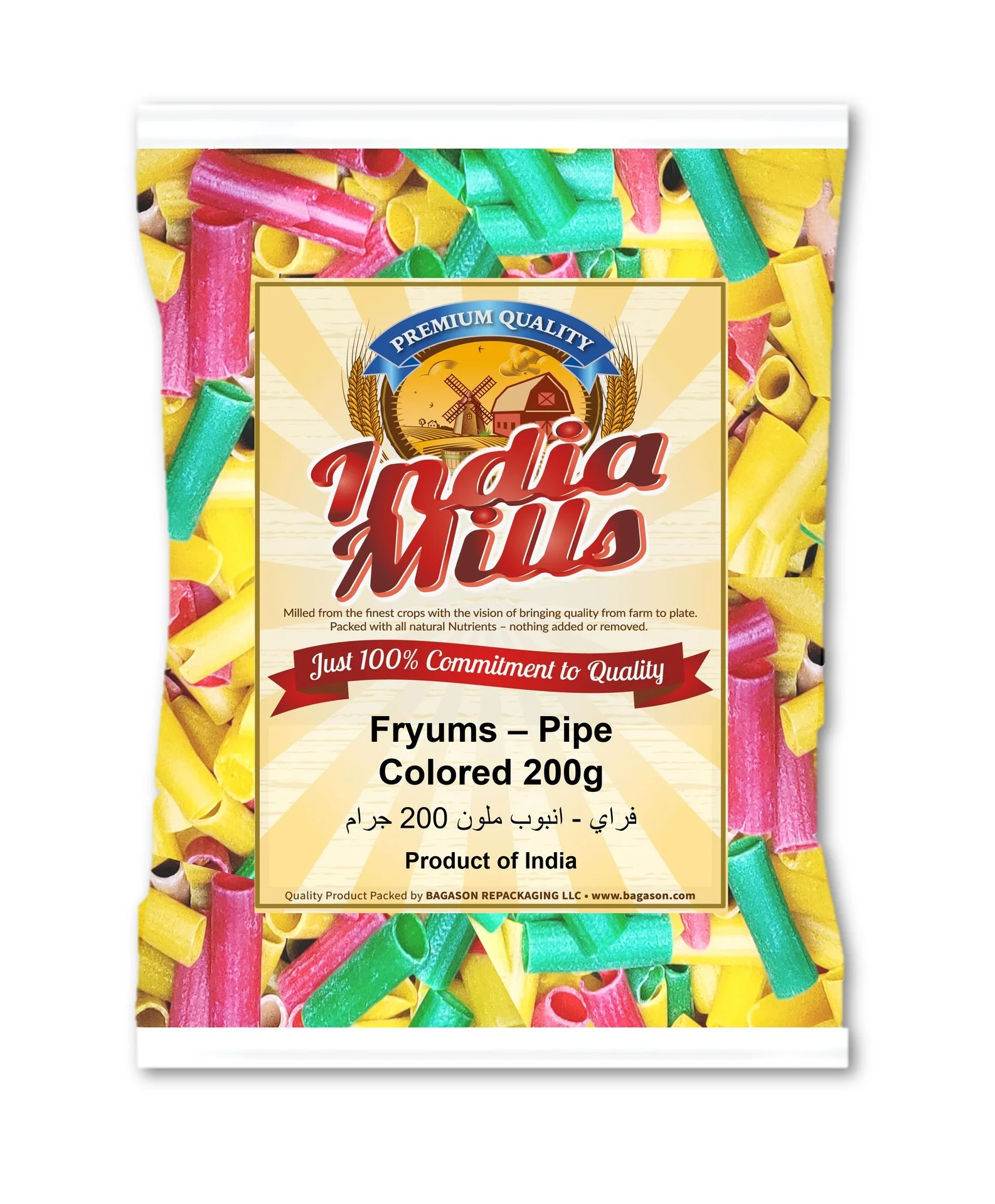 INDIA MILLS Fryums Colored Pipe Long, 200 gm