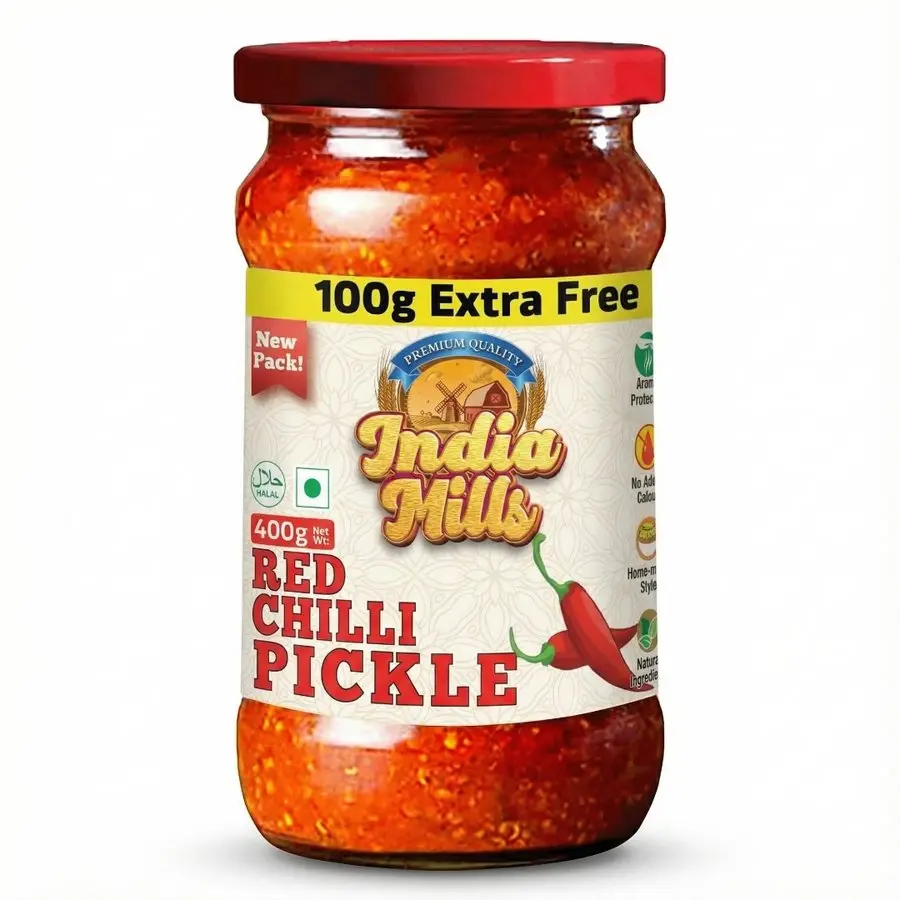 INDIA MILLS Red Chilli Pickle, 400 gm