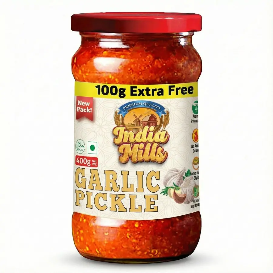 INDIA MILLS Garlic Pickle, 400 gm