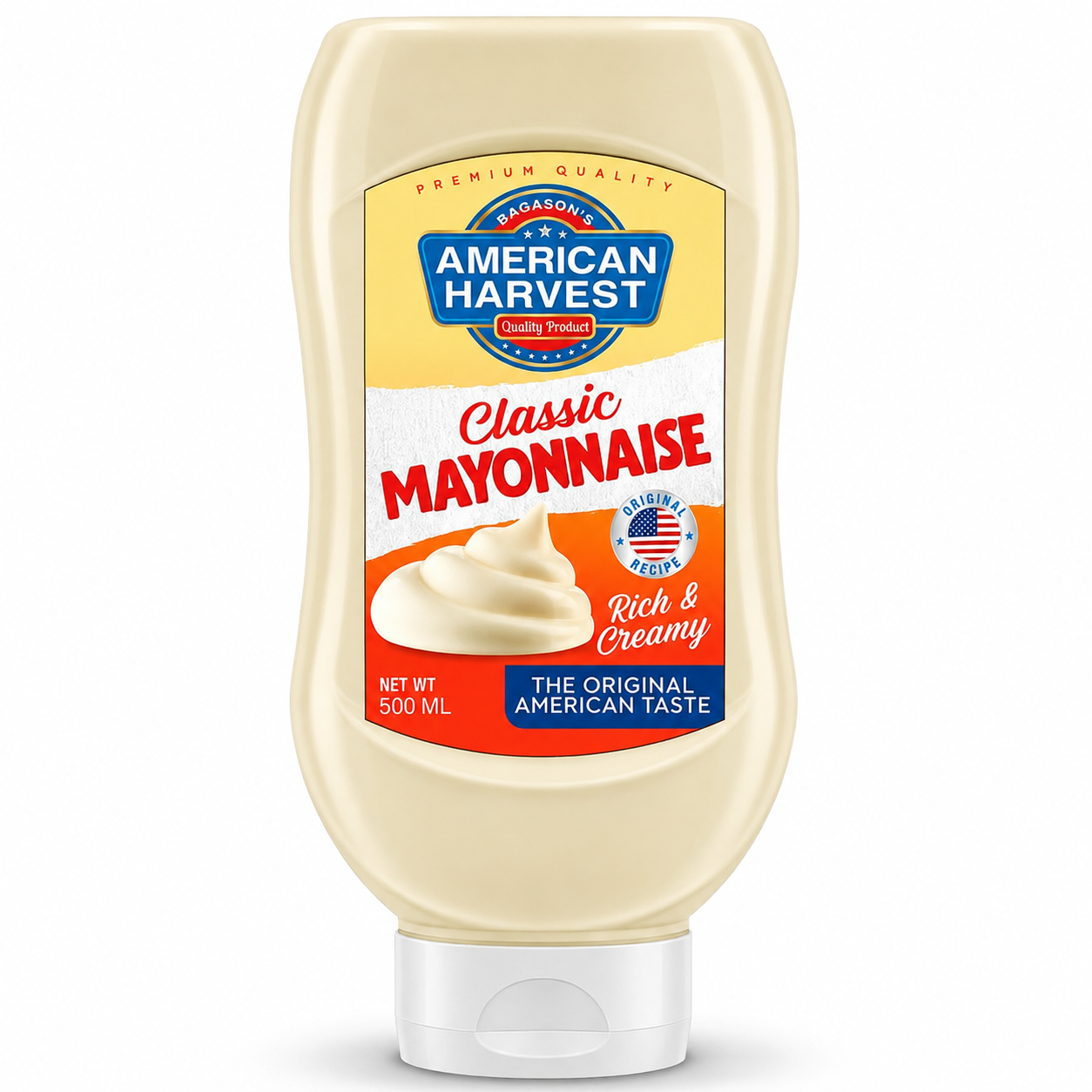 American Harvest Classic Mayonnaise, Top Down Squeezy Bottle 500ml