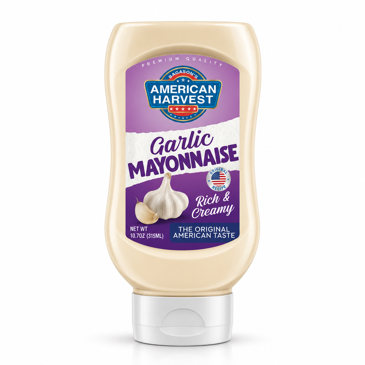 American Harvest Garlic Mayonnaise Top Down Squeezy Bottle, 315ml