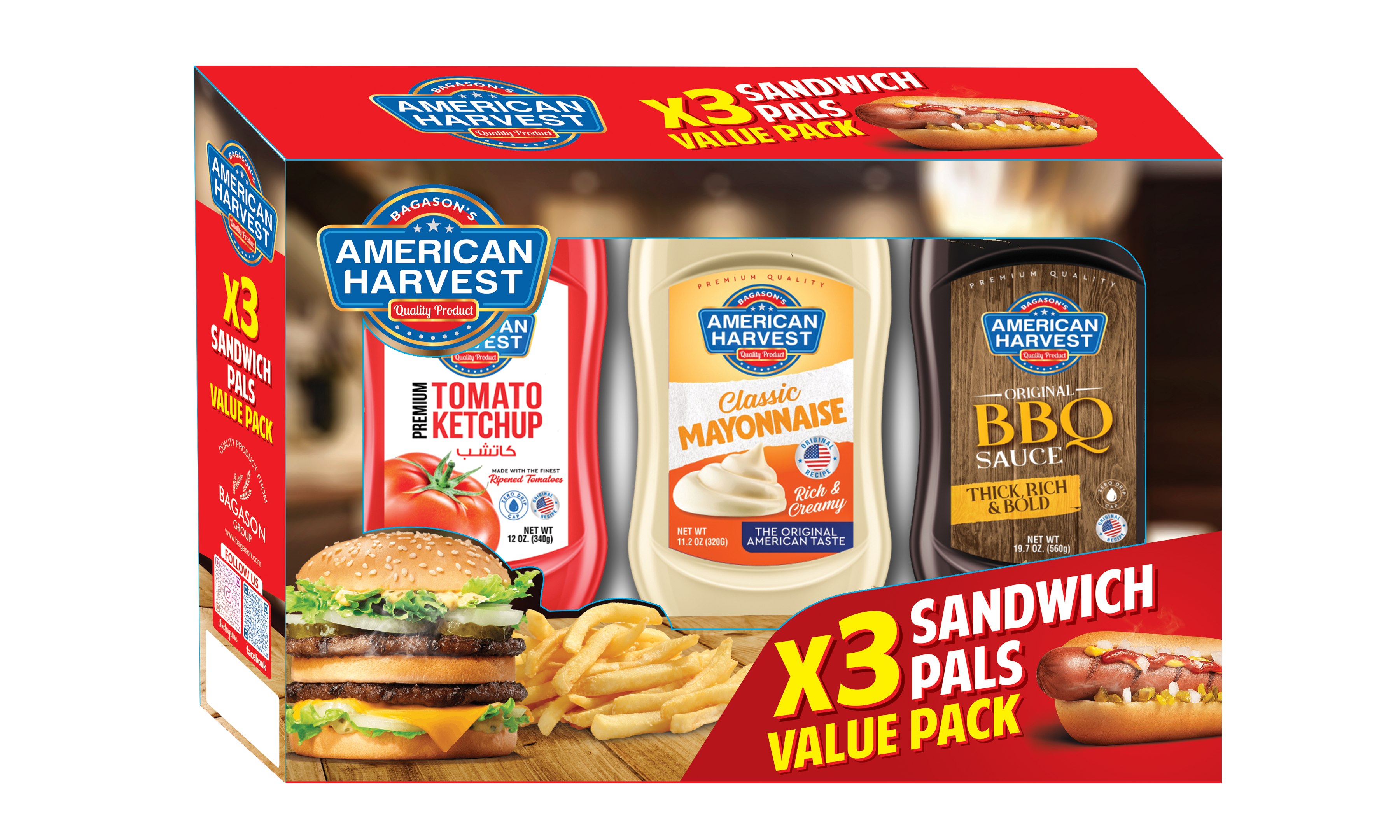 American Harvest Ketchup, 340 gm Pack of 3
