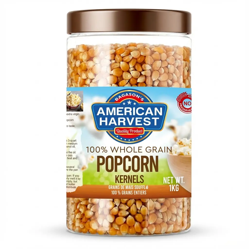 American Harvest Yellow Popcorn Kernels In Jar, 1 Kg