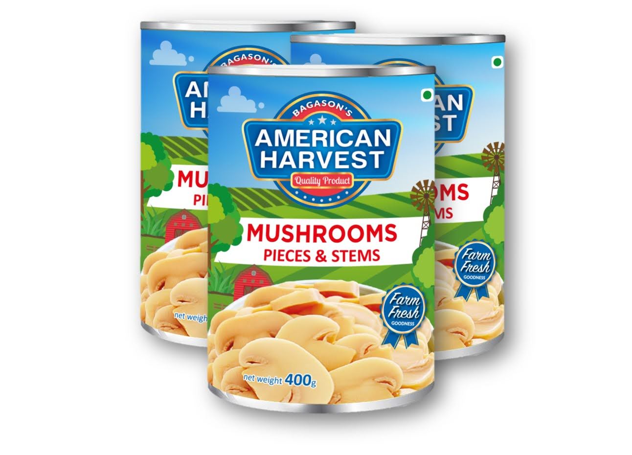 American Harvest Mushrooms Pieces And Stems, 3 x 400 gm