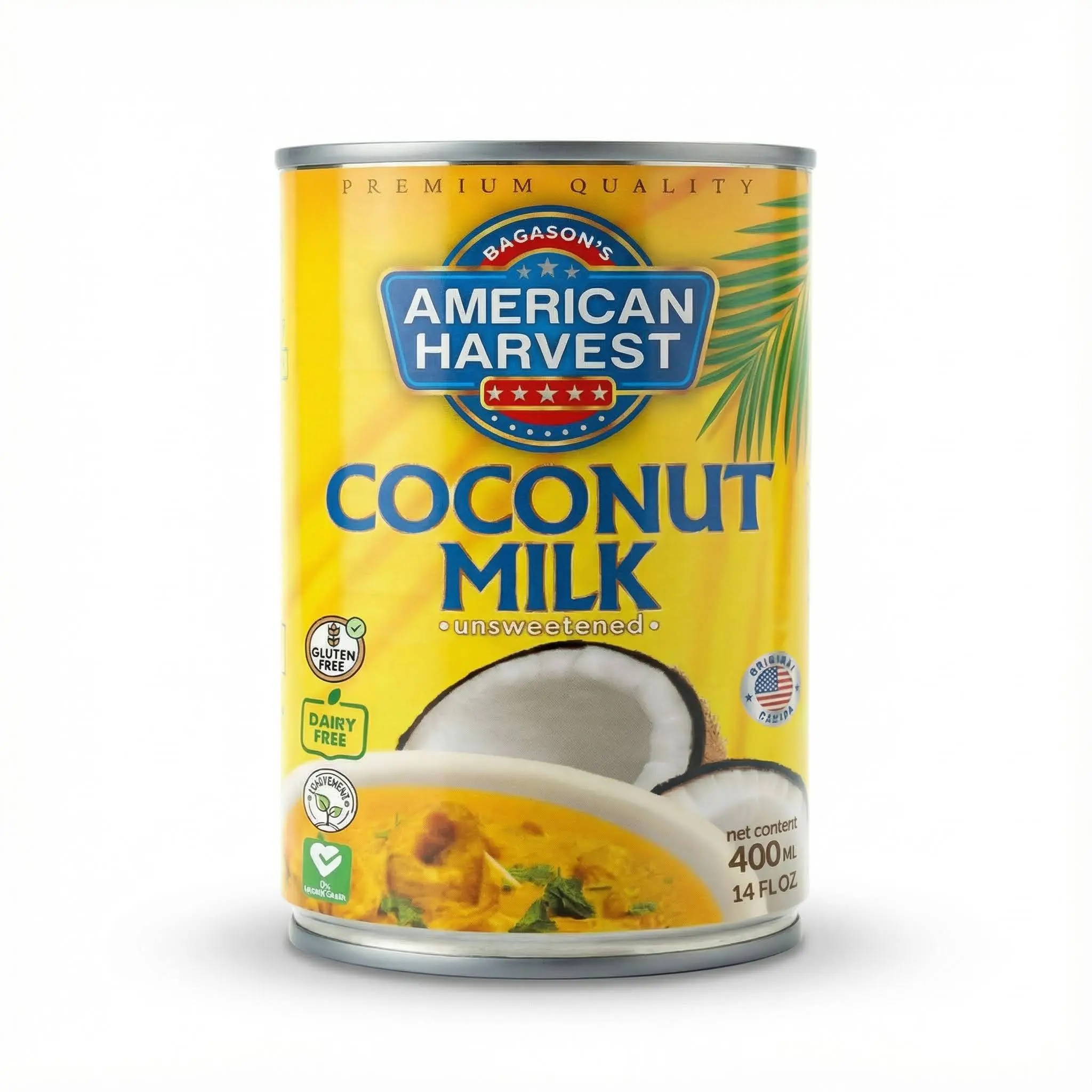 American Harvest Coconut Milk 400 ml Can | Unsweetened | Product of Thailand
