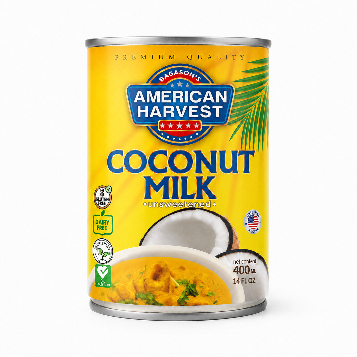 American Harvest Coconut Cream, 400ml Pack of 2 | Unsweetened | Product of Thailand