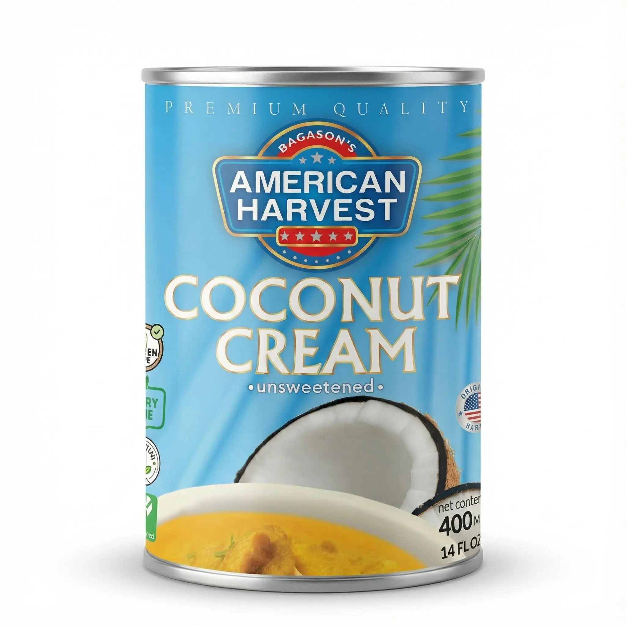 American Harvest Coconut Cream, 400 ml | Unsweetened | Product of Thailand