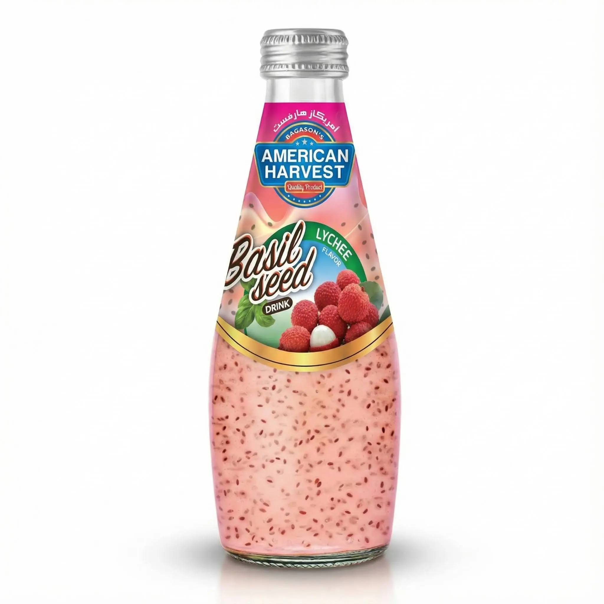 American Harvest Basil Seed Drink Lychee 290Ml