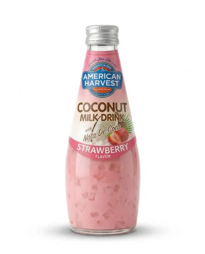 American Harvest Coconut Milk With Nata De Coco Strawberry 290 ml
