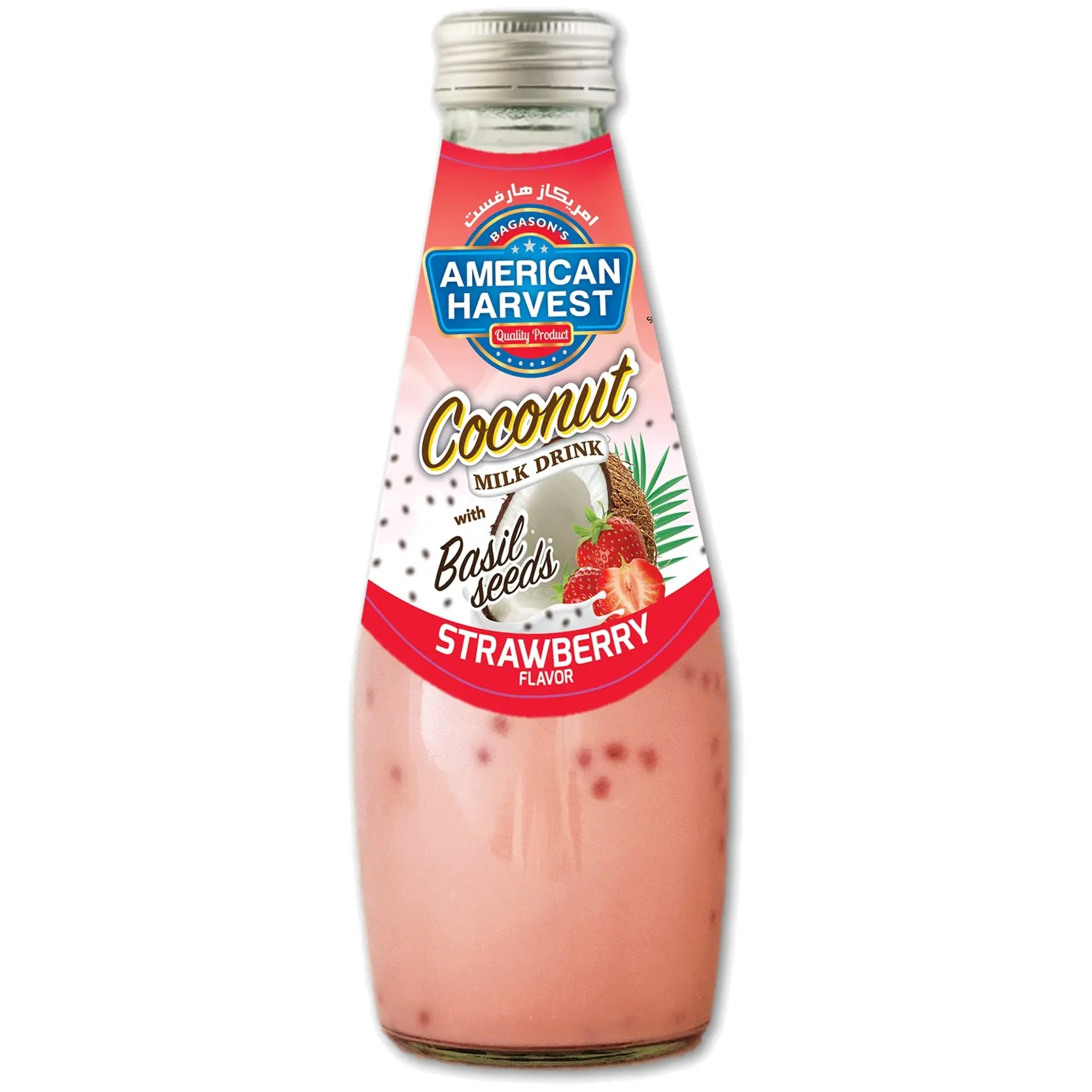 American Harvest Coconut Milk With Basil Seed Strawberry 290ml