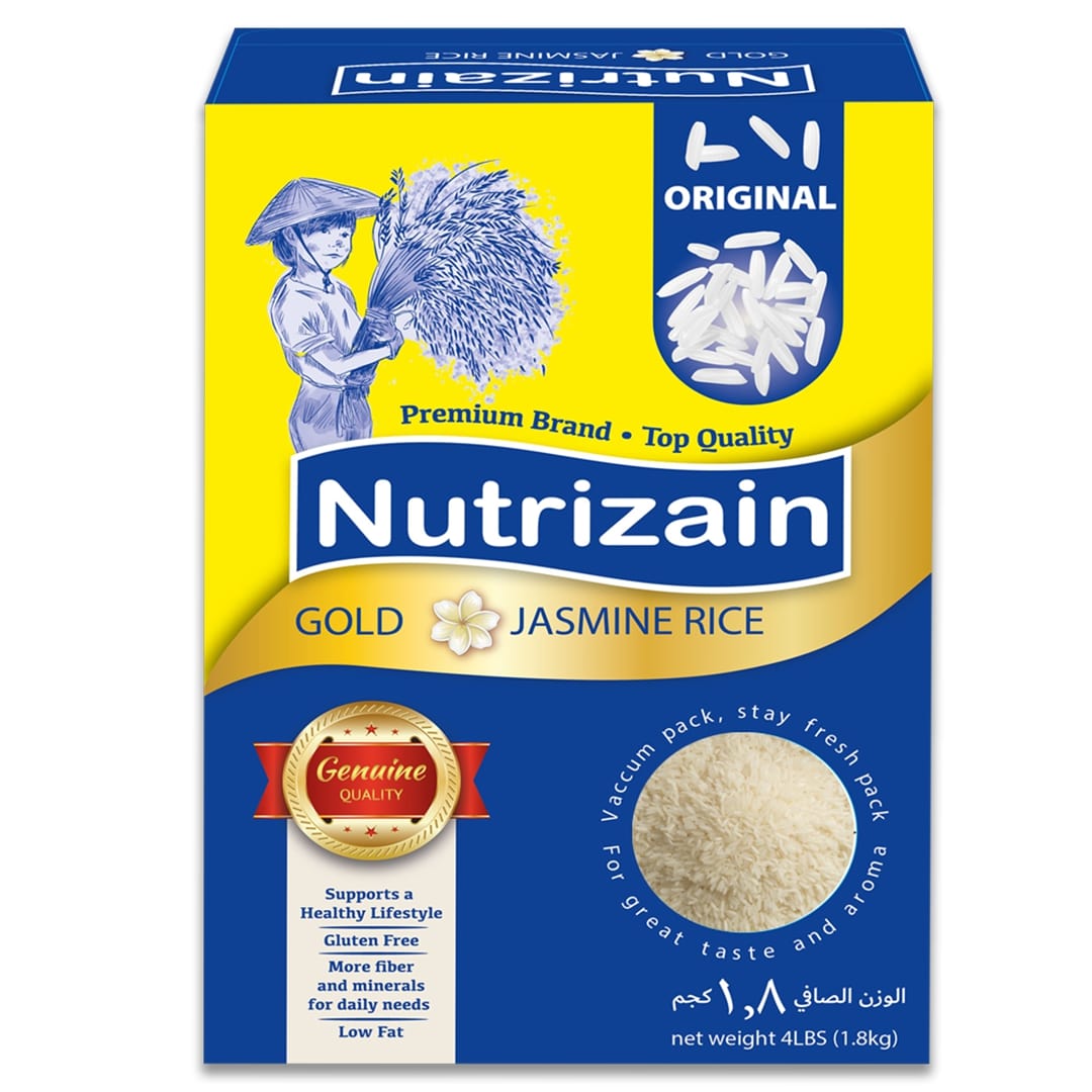 NUTRIZAIN Gold Jasmine rice 4lb (1.8kg) Box | Vacuum Packed for Longer Freshness