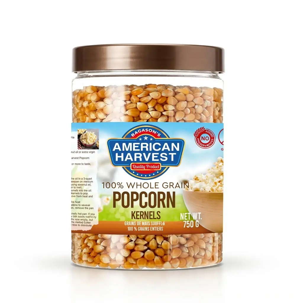 American Harvest Popcorn Kernels Jar, Yellow, 850 gm