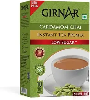 Girnar Instant Karak Tea 2in1 Cardamom Chai Premix Low Sugar (10 Sachets) 80 grams