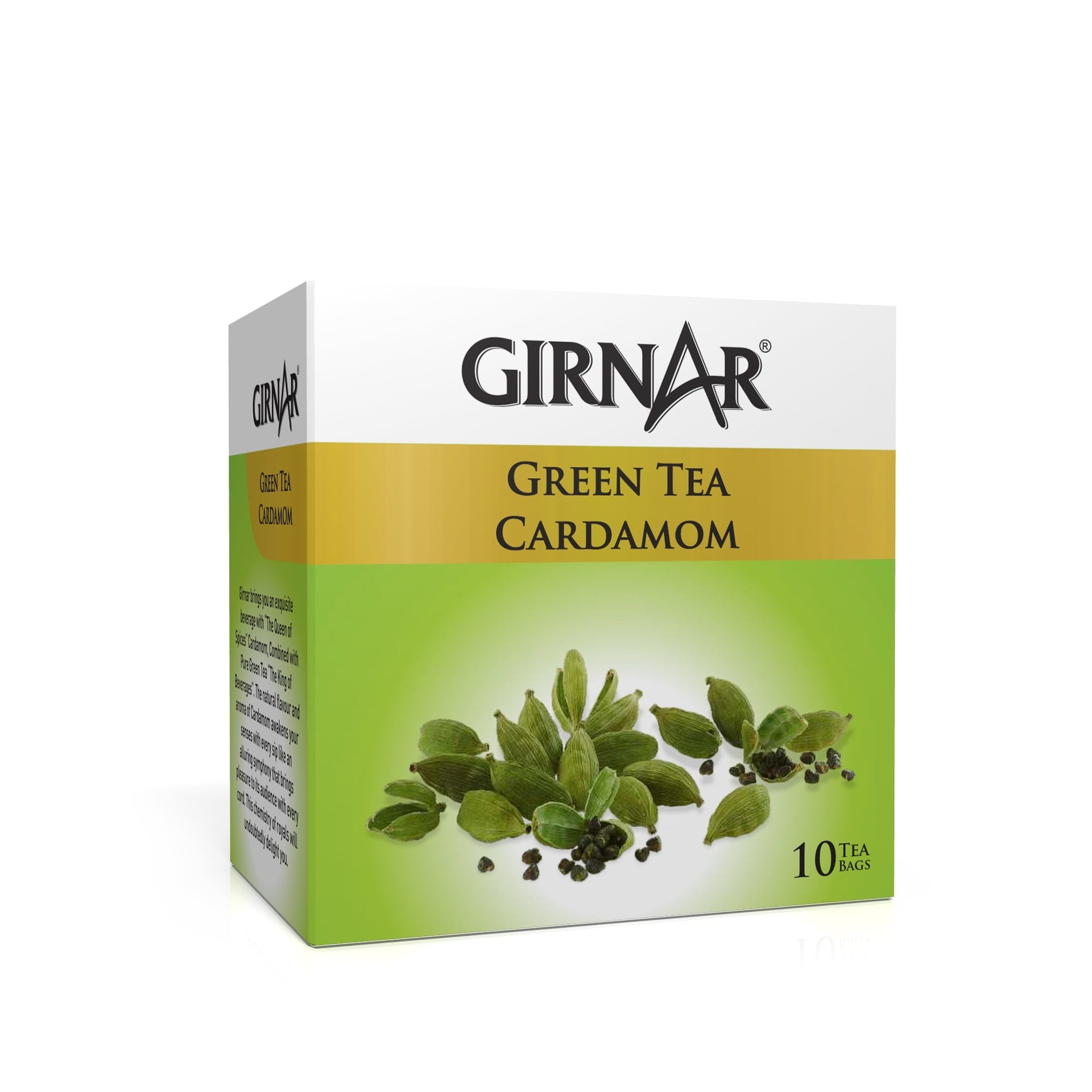 Girnar Green Tea Cardamom (10 TeaBags) 12g