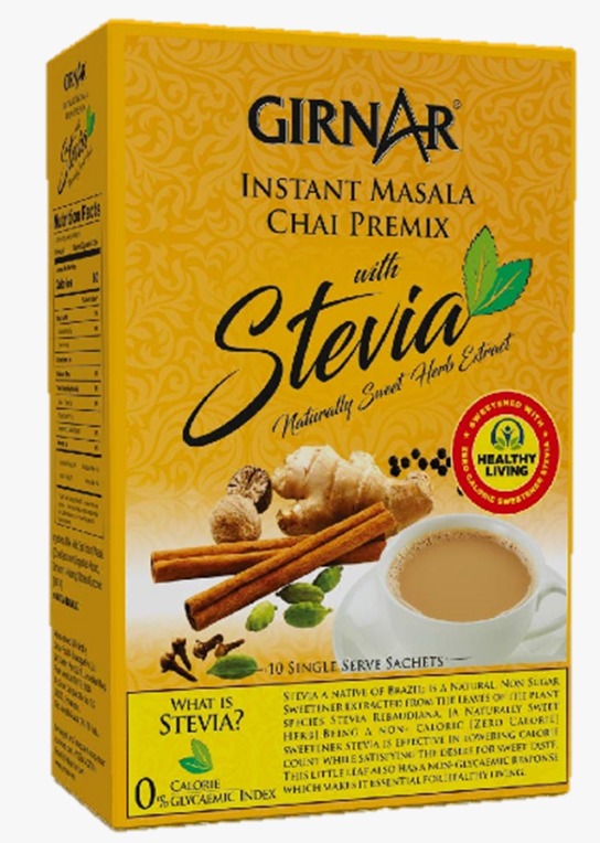 GIRNAR Karak Tea 3in1 Masala Chai Instant Premix With Stevia (10 Sachets) 80g