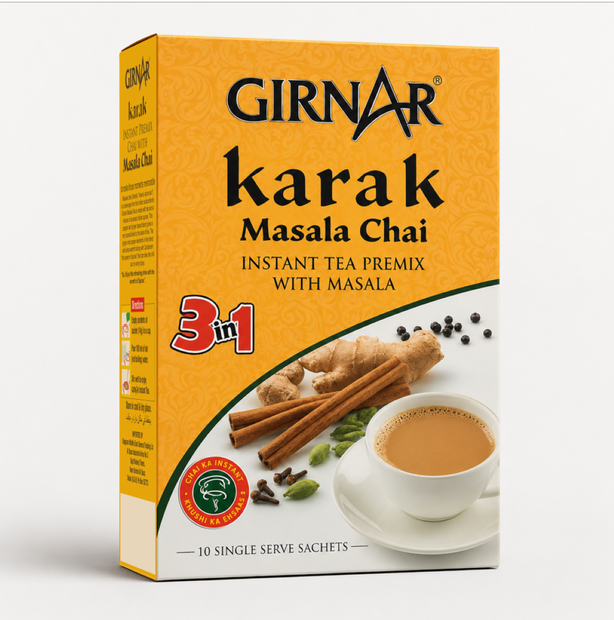 GIRNAR Instant Karak Tea 3in1 Masala Premix Chai 10 Sachets 140g
