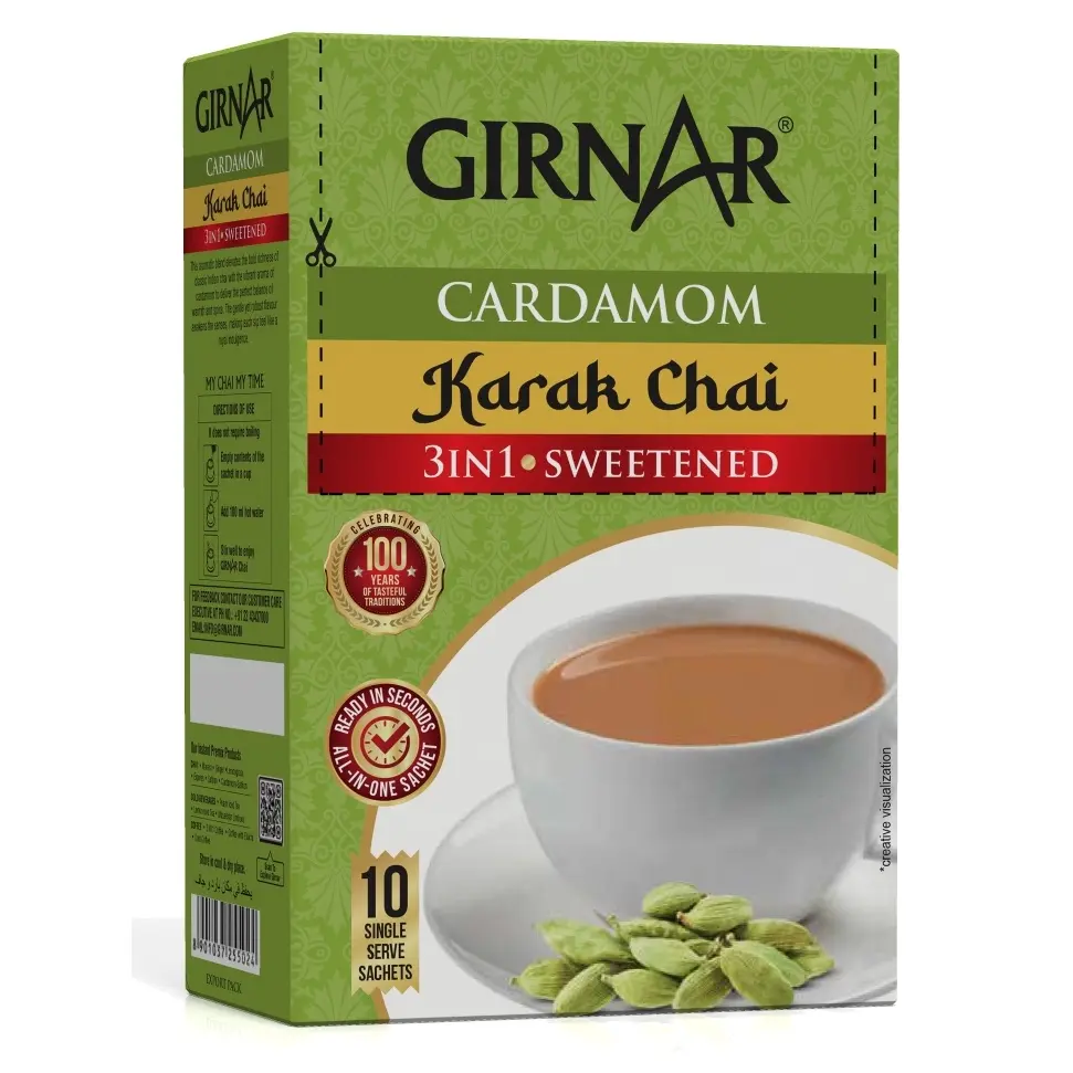 Girnar Instant Karak Tea 3in1 Cardamom Chai Premix (10 Sachets) 140 grams