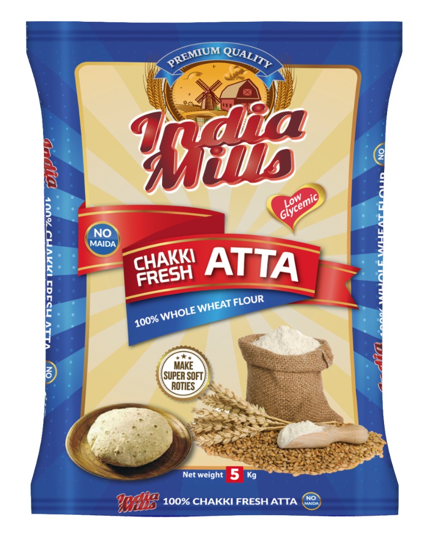 INDIA MILLS Chakki Fresh Atta Whole Wheat Flour, 5 Kg