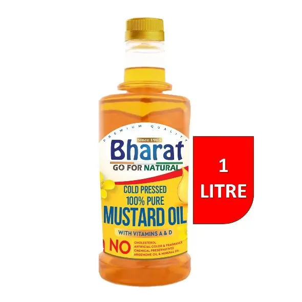 Bharat Pure Mustard Oil | The Finest (Kachi Ghani) Mustard Cooking Oil, 1 Liter