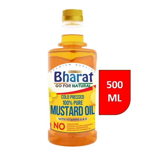 Bharat Pure Mustard Oil | The Finest (Kachi Ghani) Mustard Cooking Oil, 500 ml