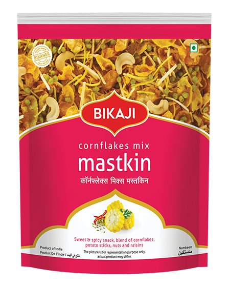 Bikaji Mastkin (Cornflakes Mix.) 200g Pouch | Crispy & Crunchy Traditional Namkeen | Mildly Spiced & Flavorful | Made with All Natural Ingredients | Product of India