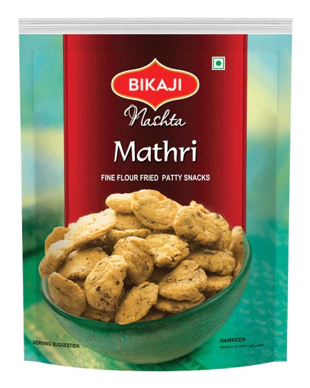 Bikaji Nashta Mathri 200g Pouch | Crispy & Crunchy Traditional Namkeen | Mildly Spiced & Flavorful | Made with All Natural Ingredients | Product of India