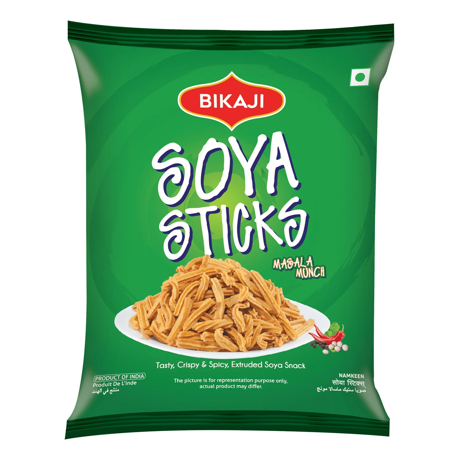 Bikaji Soya Sticks - Masala Munch, 200g Pouch | Crispy & Crunchy | Made with All Natural Ingredients | Product of India
