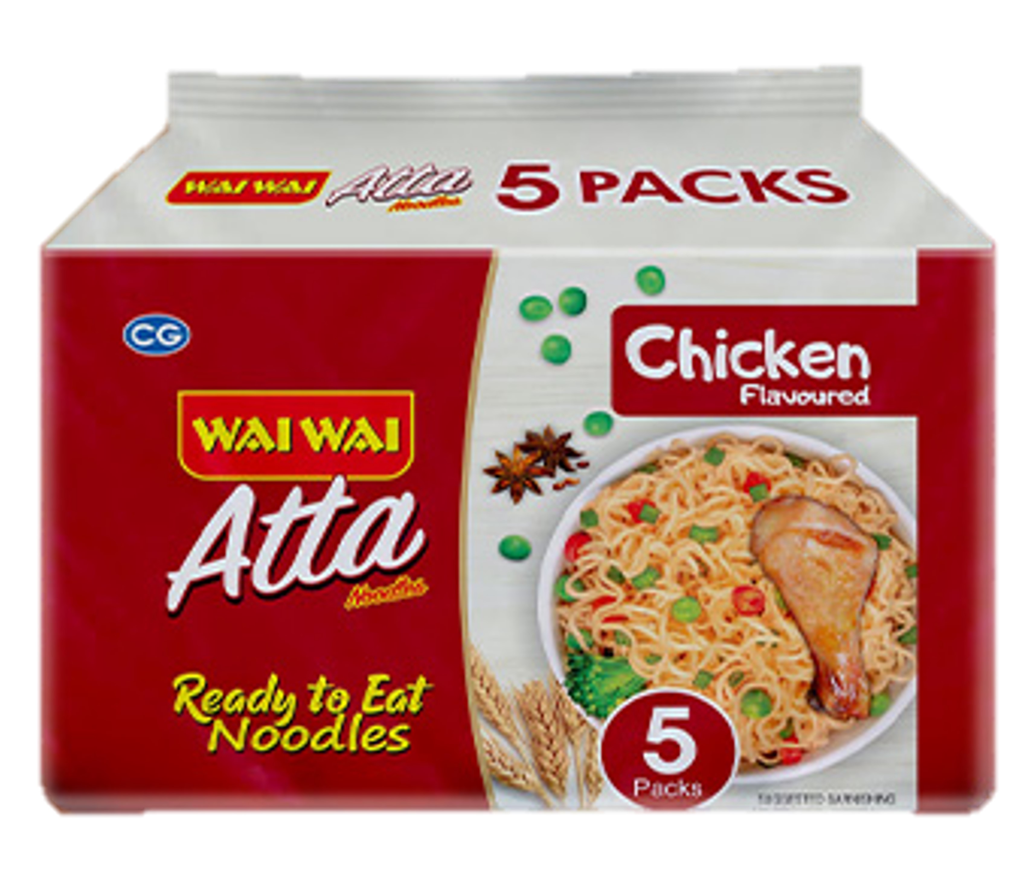 Wai Wai Atta Noodles - Ready To Eat, Instant, Chicken Flavour 75 grams Pack Of 5