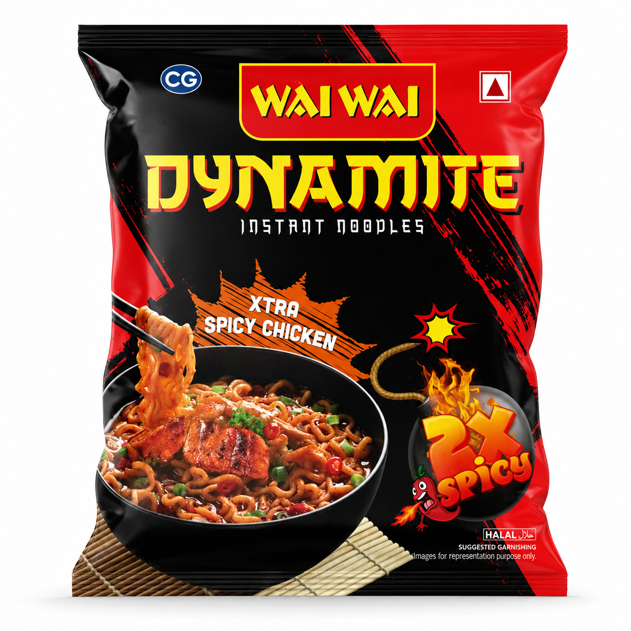 Wai Wai Dynamite Instant Noodles | Xtra Spicy Chicken Flavour | 100g Pack | Fiery Hot Chicken Ramen | Bold & Explosive Taste